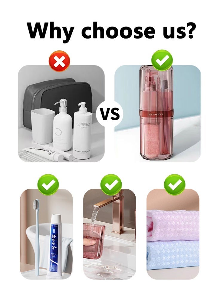 ETRAVEL Eight in one portable travel toothbrush storage box and toiletries set, suitable for multifunctional toothbrush holder for camping, school, business trips, and travel - Image 3